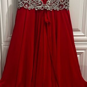 Anny Lee Red Satin Dress Label Detail